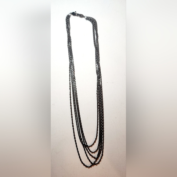 Jewelry - Unbranded gunmetal tone multi-tiered chain necklace